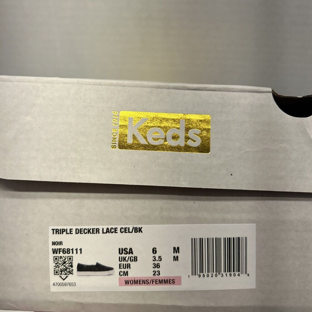 Keds Triple Decker Lace Celebration Black Shot Through w/ Gold Women Sz 6 NEW - Picture 8 of 8